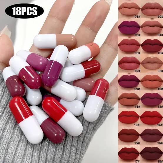 Pill-Style Portable Mini Lipstick Kit | 18 Vibrant Matte Shades for Every Occasion