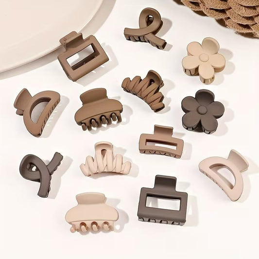 Elegant Matte Hair Claw Clips Set – Neutral Aesthetic Hair Accessories for Women & Girls