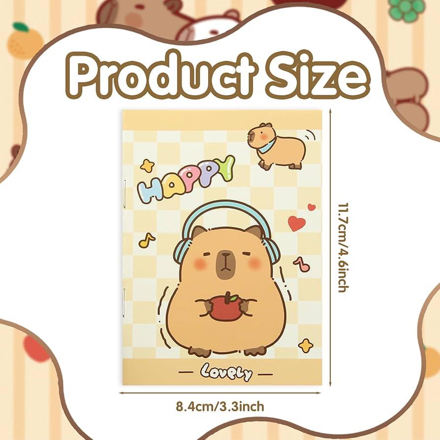 Capybara Cartoon Pocket Diary | Portable A6 Lined Journal for School & Office