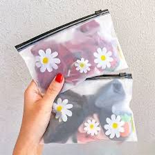 Cute Daisy Transparent Zipper Pouch – Aesthetic Mini Storage Bag ✨