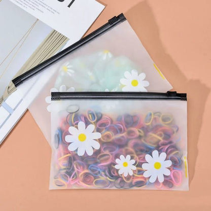 Cute Daisy Transparent Zipper Pouch – Aesthetic Mini Storage Bag ✨