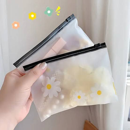 Cute Daisy Transparent Zipper Pouch – Aesthetic Mini Storage Bag ✨