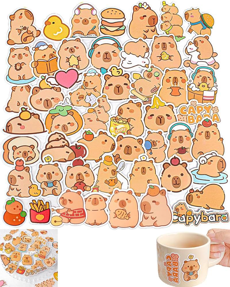 1 piece Kawaii Capybara Sticker – Cute Aesthetic Waterproof Stickers for Laptops & Journals