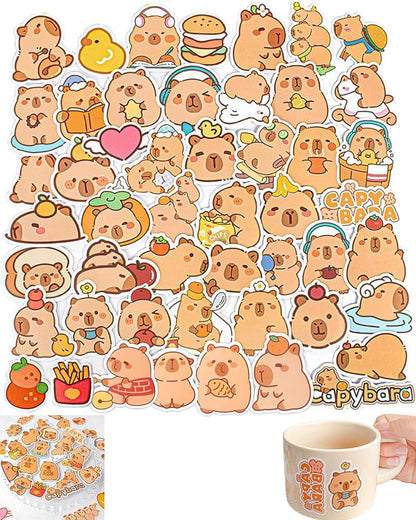 1 piece Kawaii Capybara Sticker – Cute Aesthetic Waterproof Stickers for Laptops & Journals