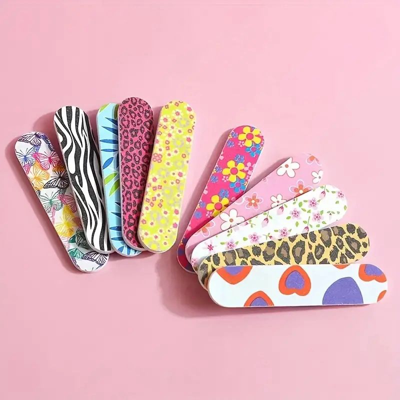 Professional Double-Sided Patterned Nail Files – Cute Mini Emery Boards for Manicure