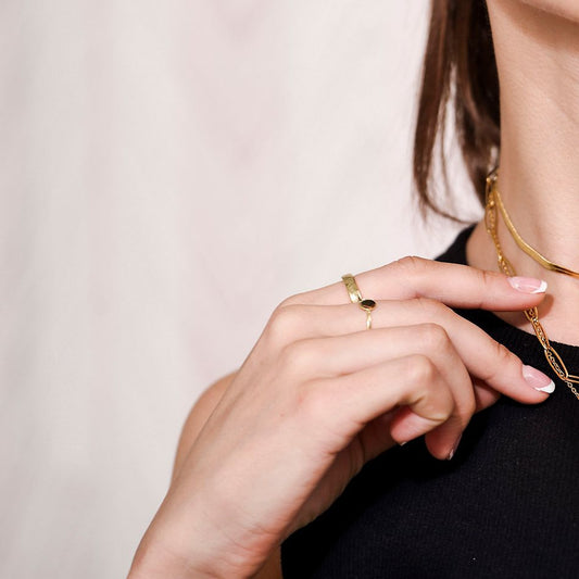 Chic Layered Gold Jewelry Set – Dainty Snake Chain & Stacking Rings for Women