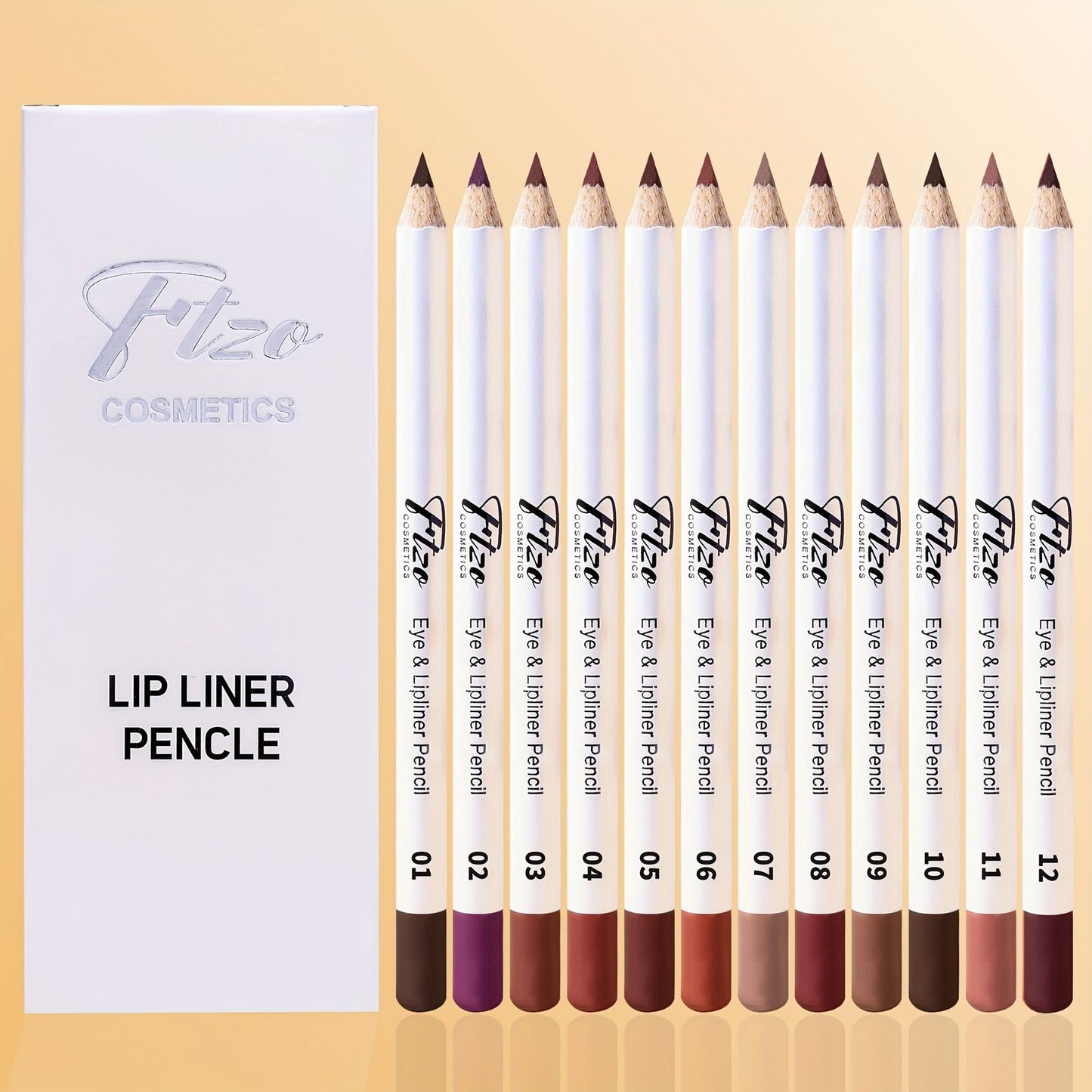 Fitzo Cosmetics 1-Piece Professional Eye & Lipliner Pencil Set – Highly Pigmented Matte Shades